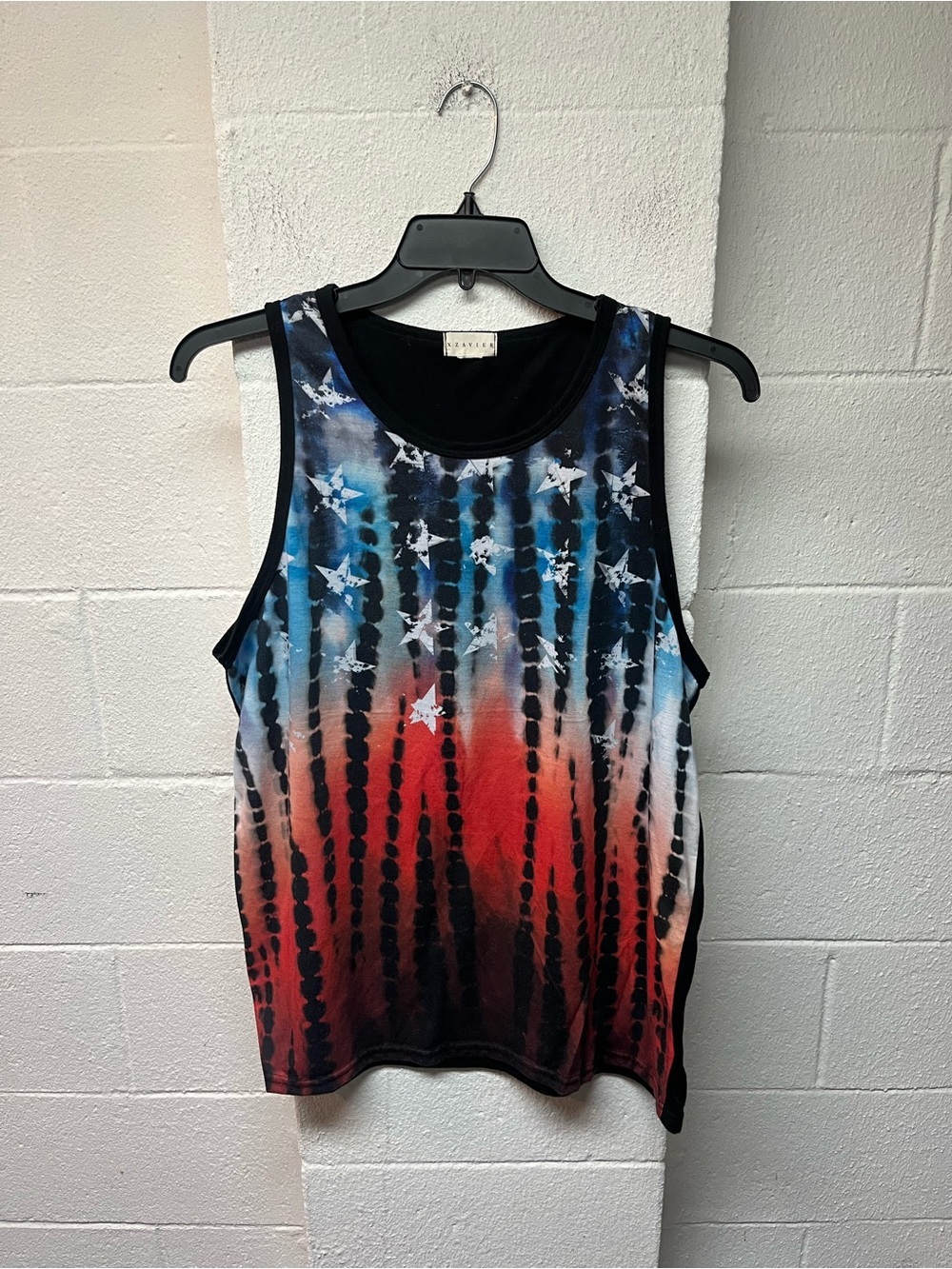 Men's Tie-Dye Star Muscle Tank in Red, Blue & Black